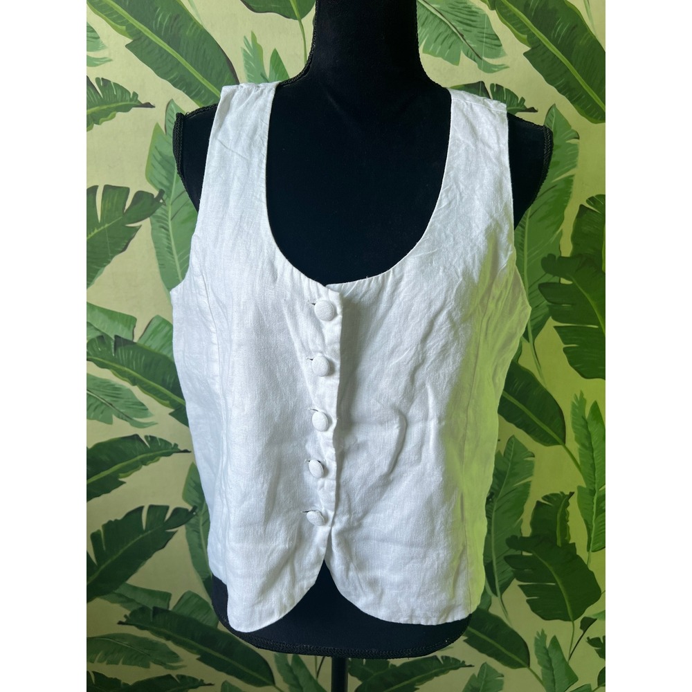 Rachel Zoe Linen Vest Women Large White
